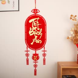 MIỄN SHIP Liễn đỏ bầu dục trang trí tết 2026,Liễn Treo Tết Bình An,Dải Treo Đỏ May Mắn Tặng Kèm Móc Treo Tường 9