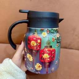 [TẶNG CỌ BÌNH] Bình Giữ Nhiệt Pha Trà Có Lõi Lọc 800-1000ml Inox 316 Tay Cầm Giả Gỗ Họa Tiết Sang Trọng 4