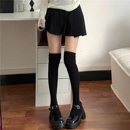Tất Vớ Đùi Dài Qua Gối Đi Bốt Cotton Gân Tăm Giữ Ấm Mùa Đông Phong Cách Hàn Quốc Siêu Hot 5