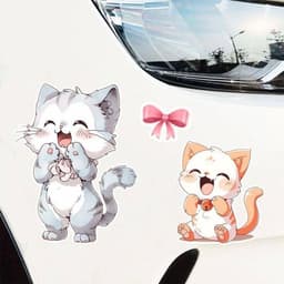 Miếng Dán Xe Hơi Hình Mèo Hoạt Hình Chống Trầy Xước, Trang Trí Độc Đáo cho Xe Ô Tô 4