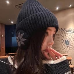 Nón Len 2 Lớp Cho Nam Nữ Có Che Tai Lót Nhung Họa Tiết Bông Tuyết Phong Cách Hàn Quốc 7