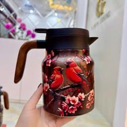 [TẶNG CỌ BÌNH] Bình Giữ Nhiệt Pha Trà Có Lõi Lọc 800-1000ml Inox 316 Tay Cầm Giả Gỗ Họa Tiết Sang Trọng 2