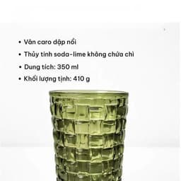 Bộ 06 Cốc Vân Caro Cao 350ml Xanh Lá Tặng Khăn Ren Xinh Xắn Cho Bữa Ăn Sang Trọng 2