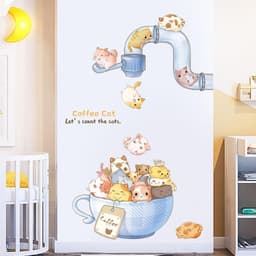 [Nhiều mẫu] Decal dán tường mèo, decal con vật xinh xắn trang trí phòng ngủ phòng khách 6