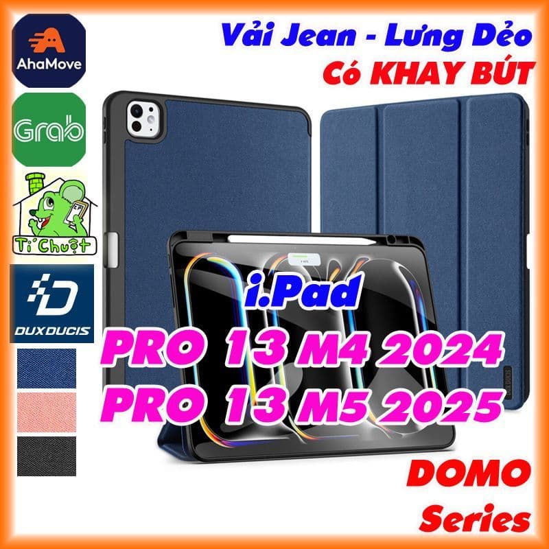 [Chính Hãng DUX DUCIS] Bao Da iPad PRO 13" M4/M5 2024/2025 DOMO Series Khay Dẻo Vải Jean Có Khay Bút