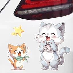 Miếng Dán Xe Hơi Hình Mèo Hoạt Hình Chống Trầy Xước, Trang Trí Độc Đáo cho Xe Ô Tô 9