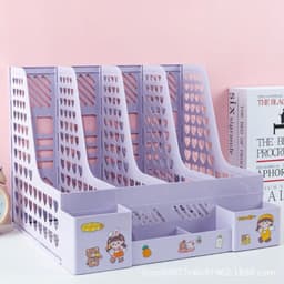 [Tặng Sticker] Giá Để Tài Liệu,  4 Ngăn, 2 tầng. Kệ Nhựa Đựng Sách Decor Bàn Học. Đựng bút 7