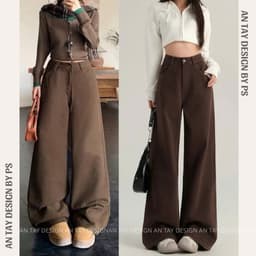 Quần Jean Nữ Màu Nâu Choco Ống Suông Loe Nhẹ Lưng Cao 103cm AN TÂY #7768 – Quần Bò Ống Rộng Hack Dáng 4