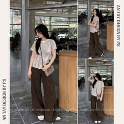 Quần Jean Nữ Màu Nâu Choco Ống Suông Loe Nhẹ Lưng Cao 103cm AN TÂY #7768 – Quần Bò Ống Rộng Hack Dáng 5