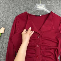 Áo Thun Nữ Tay Dài Cổ Bẻ Bigsize ESHOP Áo Thun Thiết Kế Cài Nút Thun Gân Tăm Co Giãn Thoải Mái MS535 8