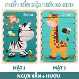 Puzzle Gỗ Que Kem 2 Mặt Cho Bé 2–6 Tuổi | Đồ Chơi Ghép Hình Phát Triển Tư Duy 2