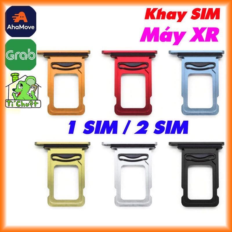 Khay Đựng Sim Thay Thế cho iPhone XR bản 1 SIM/2 SIM Loại có Ron Chống Nước & Lẫy Giữ Sim như ZIN