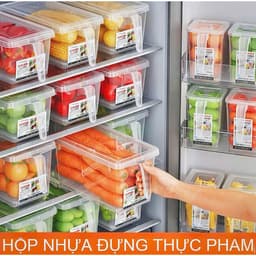 Hộp nhựa PP đựng thực phẩm có tay cầm, kèm nắp đậy, dùng cho tủ lạnh 5L/6L 1