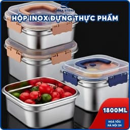 Hộp Inox Đựng Thực Phẩm An Toàn Có Nắp Đậy Chống Tràn, Hộp Đựng Inox Giữ Tươi Thức Ăn 1