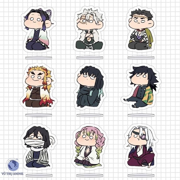 Mô hình, móc khóa KIMETSU NO YAIBA ver MẮT TRÒN Standee 3cm 5cm, làm quà tặng bạn bè, trang trí góc học tập, Treo balo