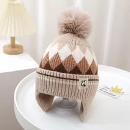 Mũ Len Trẻ Em Nam Nữ Trùm Đầu Kèm Khăn Quàng Cổ Bịt Tai Giữ Ấm Mùa Đông Mềm Mại Tiện Lợi Cho Bé 2