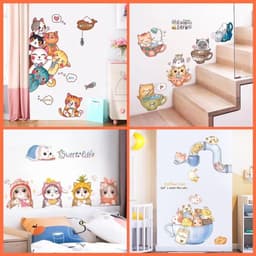 [Nhiều mẫu] Decal dán tường mèo, decal con vật xinh xắn trang trí phòng ngủ phòng khách 3