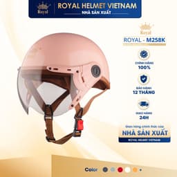 [NHÀ SẢN XUẤT] Mũ Bảo Hiểm 1/2 Nữa Đầu Royal M258 Kính Trà, M258K Nón Bảo Hiểm Sơn Thời Trang Nam Nữ 1