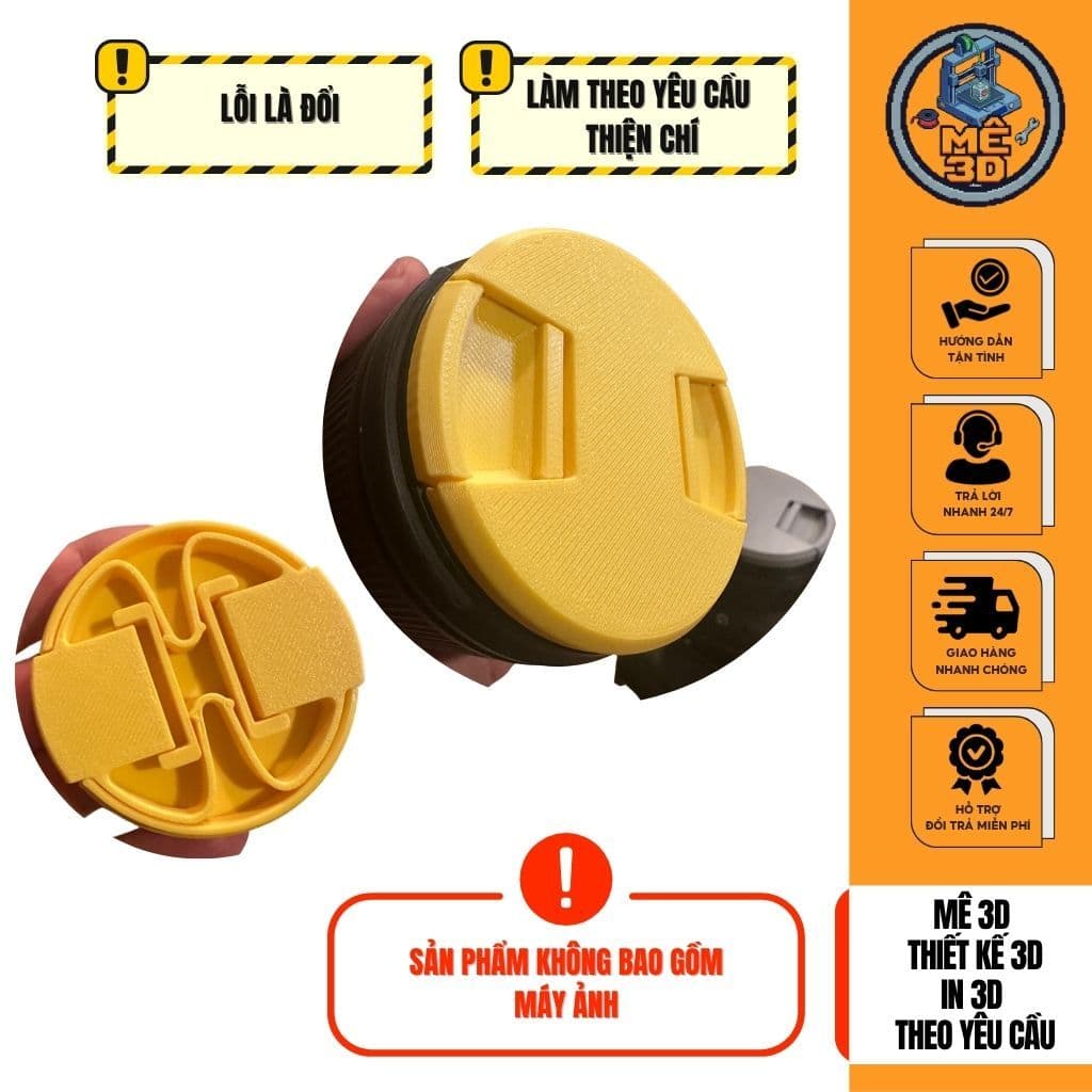 Nắp Ống Kính Máy Ảnh (Lens Cap) Custom Theo Yêu Cầu - Đủ Size [Mê 3D]