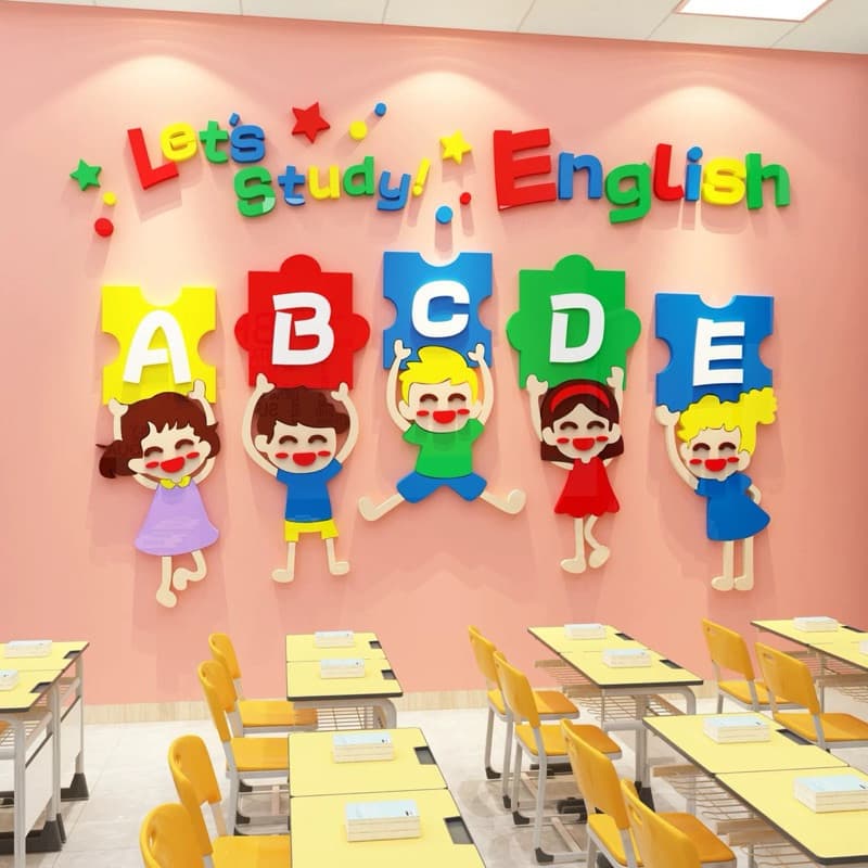 Tranh dán tường Fomex dán nổi english abc trang trí trung tâm tiếng anh, lớp học, trường mầm non, ngoại ngữ - F2030