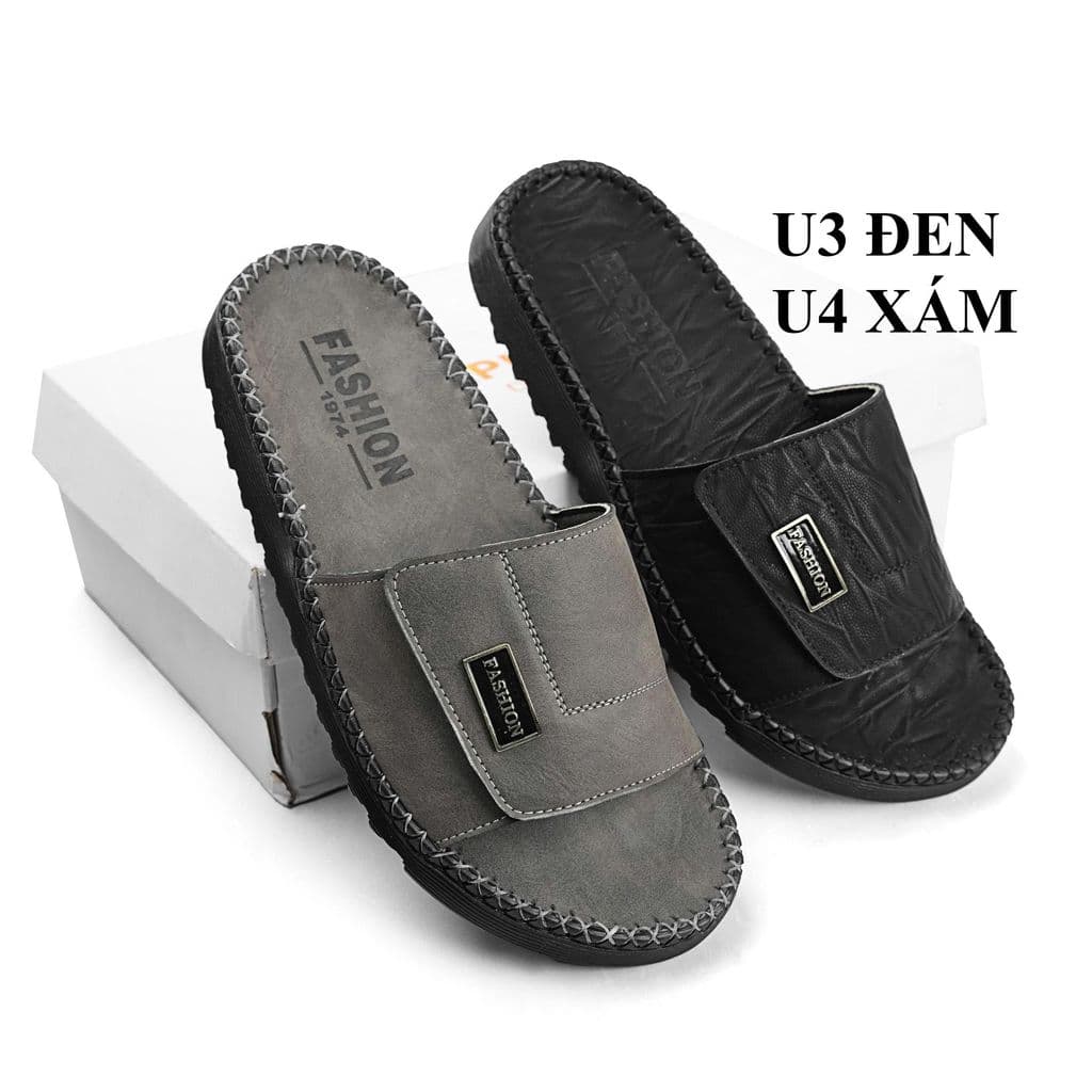 dép quai ngang da sáp nam Fashion, kiểu dáng trẻ trung, đế doctor răng cưa 3cm khâu chỉ toàn bộ chắc chắn U3,4
