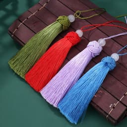Tua Rua Đầu Kết Đính Hạt Trắng Dài 9cm Nhiều Màu - Dây Treo Cổ Trang Trang Trí Làm Đồ Handmade 4