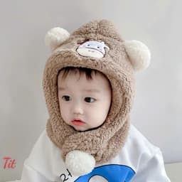 Mũ Len Lông Cừu Cho Bé Kèm Khăn Quàng Cổ Hình Bò Sữa Dễ Thương Giữ Ấm Mùa Đông Smart HomeX 5