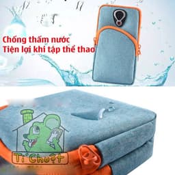 [Vải Jean Nỉ] Bao Túi Đeo Tay 2 Ngăn Đựng Điện Thoại Tập GYM Thể Thao Chạy Bộ Có Khe Cắm Gắn Tai Nghe Dây 7
