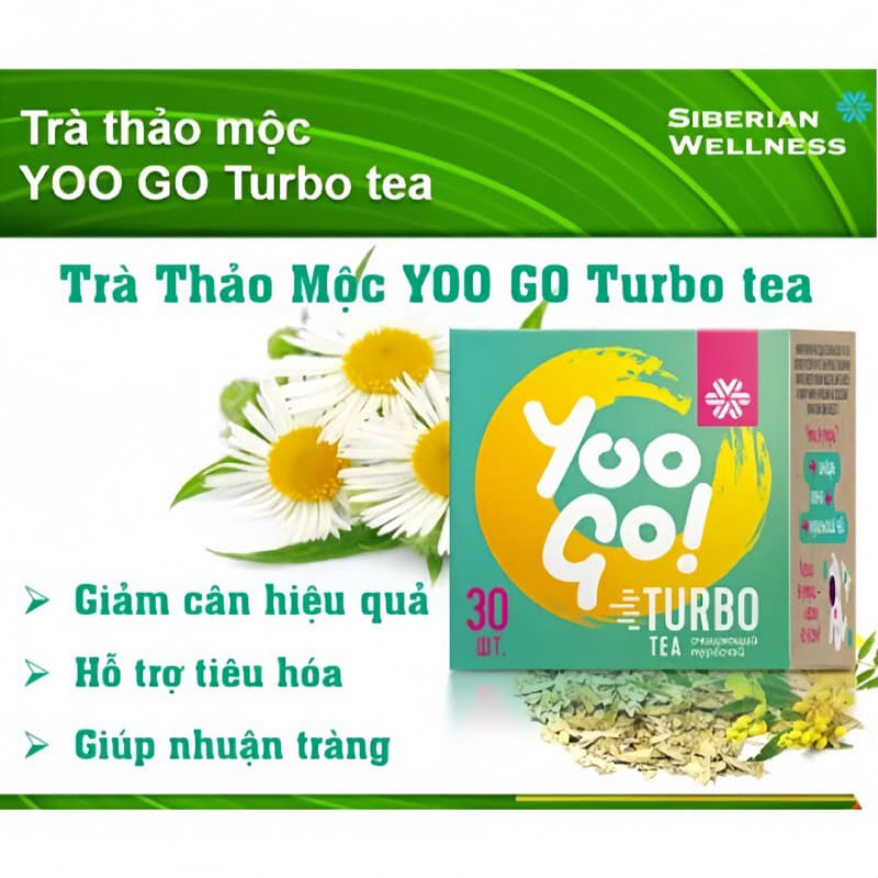 Wellness Siberian -Trà thải độc ruột, Trà thảo mộc Yoo Go Turbo Tea siberian, hộp 30 gói