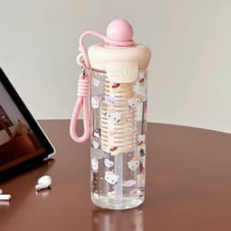Bình đựng nước Xcup trong suốt Kèm Ống Hút Silicone Và Quai Xách bình nhựa Lucky 750ml có lõi lọc trà kèm ống hút 6
