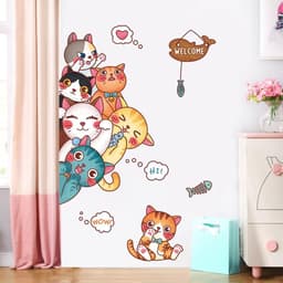 [Nhiều mẫu] Decal dán tường mèo, decal con vật xinh xắn trang trí phòng ngủ phòng khách 7
