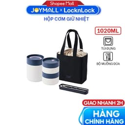 Bộ 3 Hộp Cơm LocknLock LHC8014IVY 1020ml, Hàng Chính Hãng, Kèm Muỗng Đũa Và Túi - JoyMall 2