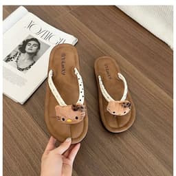 Dép tông xỏ ngón chấm bi kèm hello kitty bông đáng yêu tiện lợi phù hợp mùa hè 8