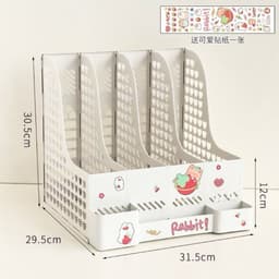 [Tặng Sticker] Giá Để Tài Liệu,  4 Ngăn, 2 tầng. Kệ Nhựa Đựng Sách Decor Bàn Học. Đựng bút 6