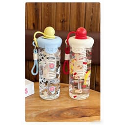 [ Hot Tặng Túi ]Bình đựng nước Xcup trong suốt Kèm Ống Hút Silicone Và Quai Xách bình nhựa Lucky 600ml có lõi lọc trà 8