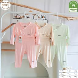 Combo 3-5 Bộ Quần Áo Sơ Sinh Dài Tay Happy Cạp Cao Màu Chất Vải Petit Bamboo Thấm Hút Cho Bé sơ sinh 5