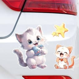 Miếng Dán Xe Hơi Hình Mèo Hoạt Hình Chống Trầy Xước, Trang Trí Độc Đáo cho Xe Ô Tô 5