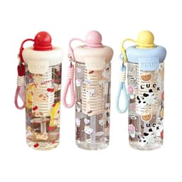[ Hot Tặng Túi ]Bình đựng nước Xcup trong suốt Kèm Ống Hút Silicone Và Quai Xách bình nhựa Lucky 600ml có lõi lọc trà 6