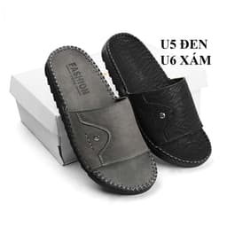 dép quai ngang da sáp nam Fashion, kiểu dáng trẻ trung, đế doctor răng cưa 3cm khâu chỉ toàn bộ chắc chắn thời trang 1