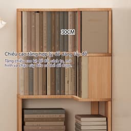 Kệ sách góc bằng gỗ tự nhiên, tủ sách đặt tường, kệ góc để đồ dạng đứng, nhiều tầng, tiện lợi cất giữ 9