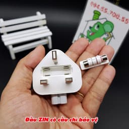 [ZIN 3 Chân To] Đầu Nối Cắm Chuyển Đổi 3 Chấu Chuẩn UK-Singapore-Hong Kong-Malaysia cho Sạc AP Macbook iPad iPhone 8
