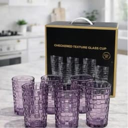 Bộ 06 Cốc Vân Caro Cao Dung Tích 350ml Màu Tím 5