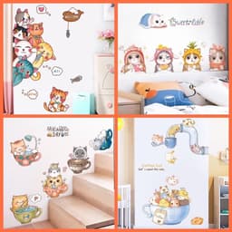 [Nhiều mẫu] Decal dán tường mèo, decal con vật xinh xắn trang trí phòng ngủ phòng khách 2