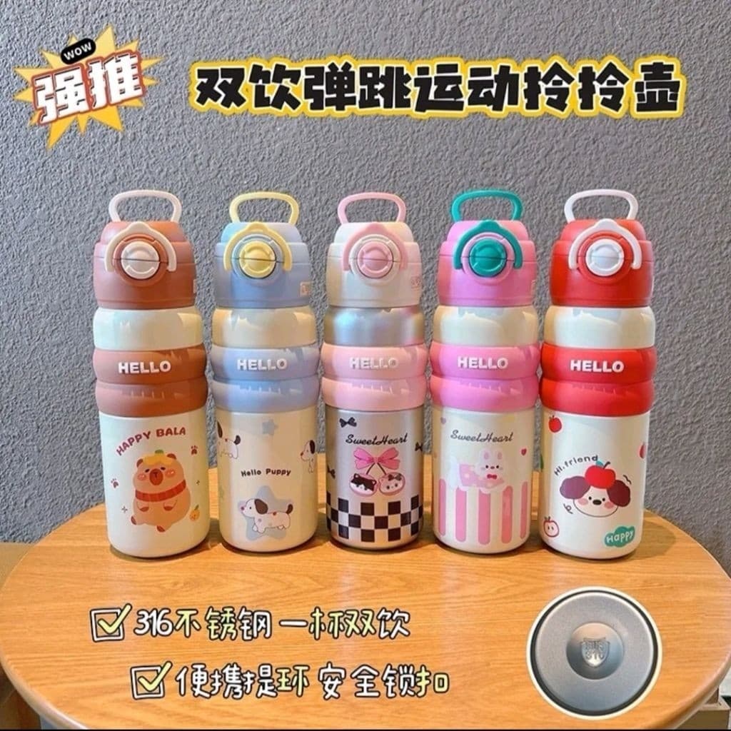 BÌNH GIỮ NHIỆT INOX 316 DUNG TÍCH 600ML DỄ THƯƠNG XINH XẮN