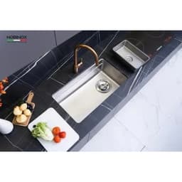CHẬU RỬA BÁT 1 HỐ NOBINOX ARVO V676 | KÍCH THƯỚC 76 x 43CM | VÂN VẢI CHỐNG XƯỚC 2