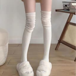 Tất Vớ Đùi Dài Qua Gối Đi Bốt Cotton Gân Tăm Giữ Ấm Mùa Đông Phong Cách Hàn Quốc Siêu Hot 2