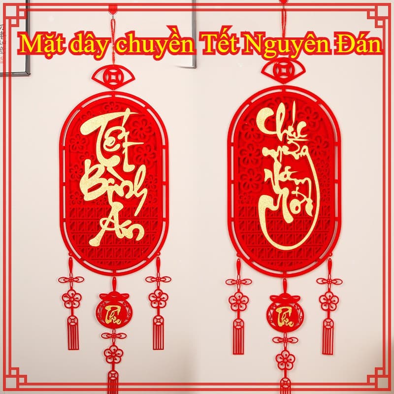 MIỄN SHIP Liễn đỏ bầu dục trang trí tết 2026,Liễn Treo Tết Bình An,Dải Treo Đỏ May Mắn Tặng Kèm Móc Treo Tường