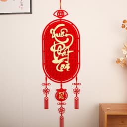 MIỄN SHIP Liễn đỏ bầu dục trang trí tết 2026,Liễn Treo Tết Bình An,Dải Treo Đỏ May Mắn Tặng Kèm Móc Treo Tường 7