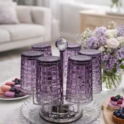 Bộ 06 Cốc Vân Caro Cao Dung Tích 350ml Màu Tím 1