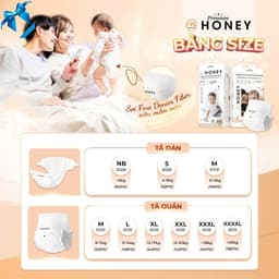 COMBO 2 BỊCH Tã/bỉm HONEY Premium mẫu mới, bỉm chính hãng, tã dán/quần đủ size từ NB - 4XL cho bé. 2